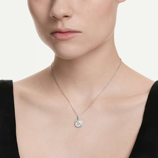 Una Angelic pendant, Cushion cut, White, Rhodium plated
