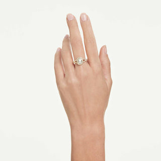 Una Angelic ring, Cushion cut, White, 18K gold finish