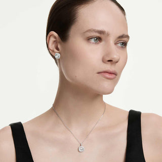 Una Angelic set, Cushion cut, White, Rhodium plated