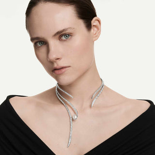 Vienna necklace, Mixed cuts, White, Rhodium plated
