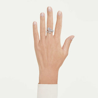Vienna open ring, Mixed cuts, Feather, White, Rhodium plated