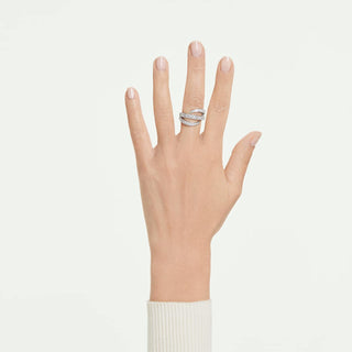 Vienna ring, Mixed cuts, Swan, White, Rhodium plated