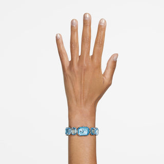 Watch, Octagon cut bracelet, Blue, Stainless steel