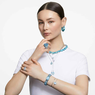 Watch, Octagon cut bracelet, Blue, Stainless steel