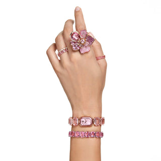 Watch, Octagon cut bracelet, Pink, Rose gold-tone finish