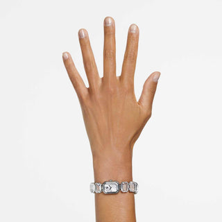 Watch, Octagon cut bracelet, White, Stainless steel